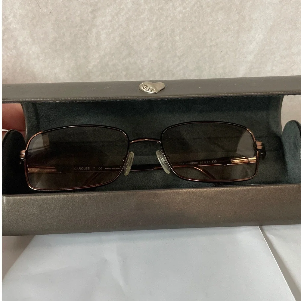 Vintage‎ Y2K Carolee CL 706 Copper Metal Rectangular Eyeglasses Frames with Case